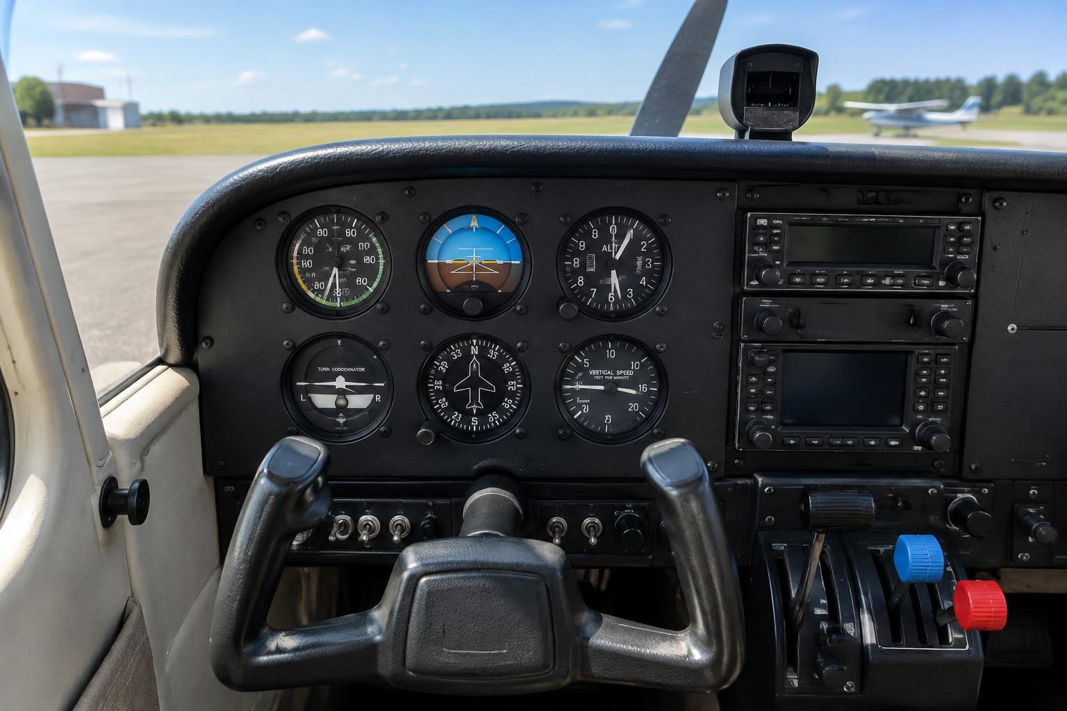 Illustration des instruments de bord d’un avion léger